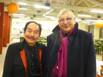 Morio Matsui et Mgr André Lacrampe à la Cité Saint Pierre à Lourdes en février 2015